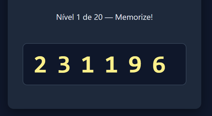 Jogo de Memória Numérica